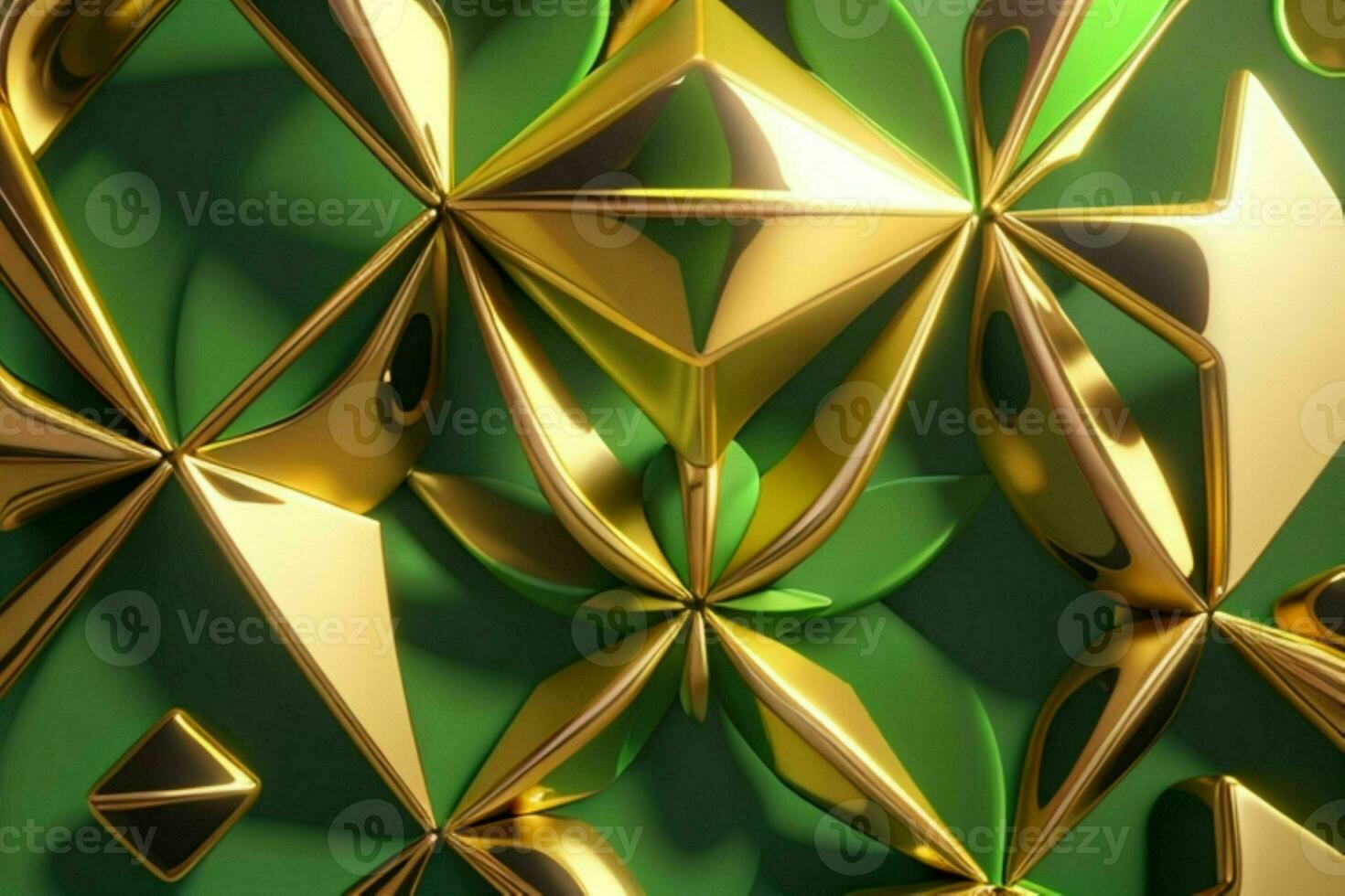 ai generado 3d representación lujo verde y dorado resumen antecedentes. Pro foto