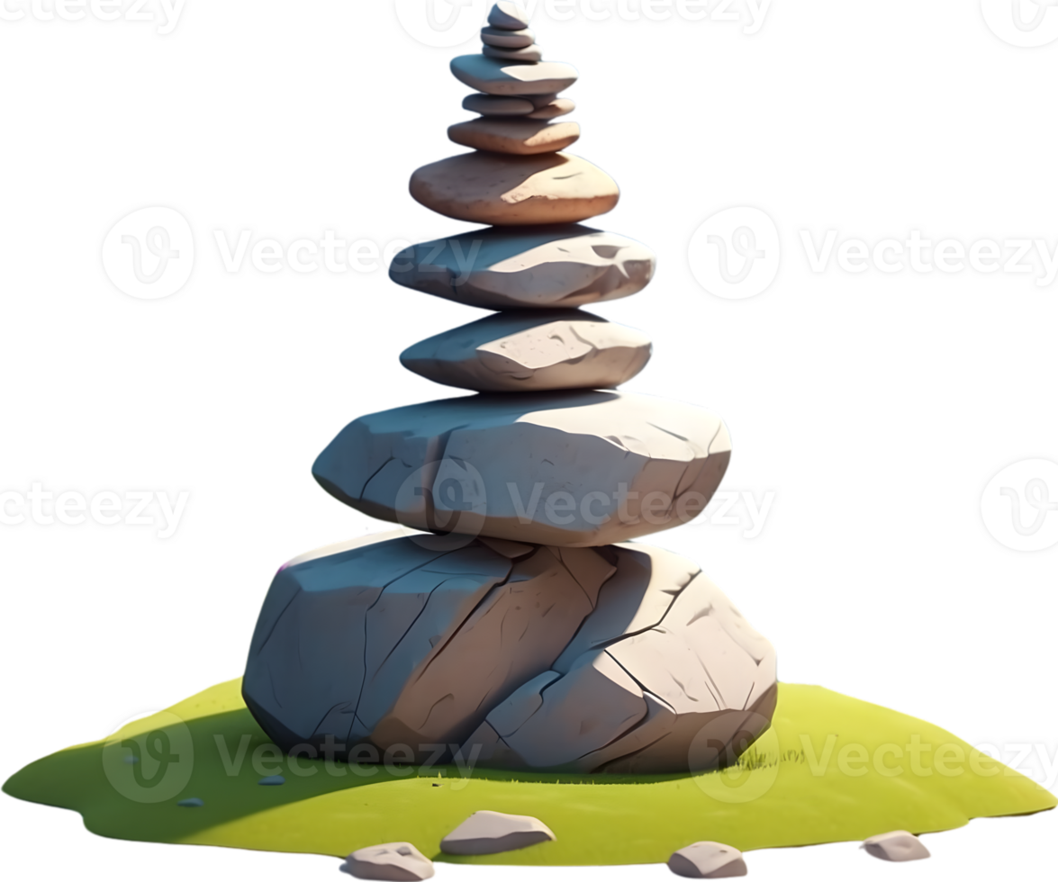 AI generated a stack of rocks on a grassy hill png