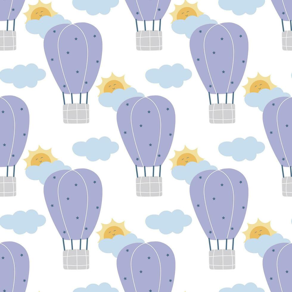 Hot air balloon seamless pattern vector