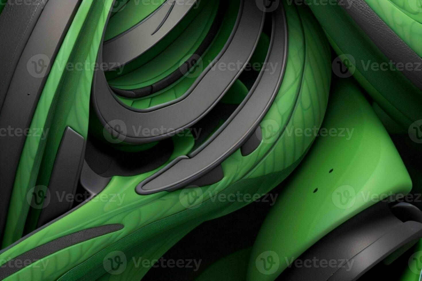 AI generated 3d rendering luxury green and black abstract background. Pro Photo