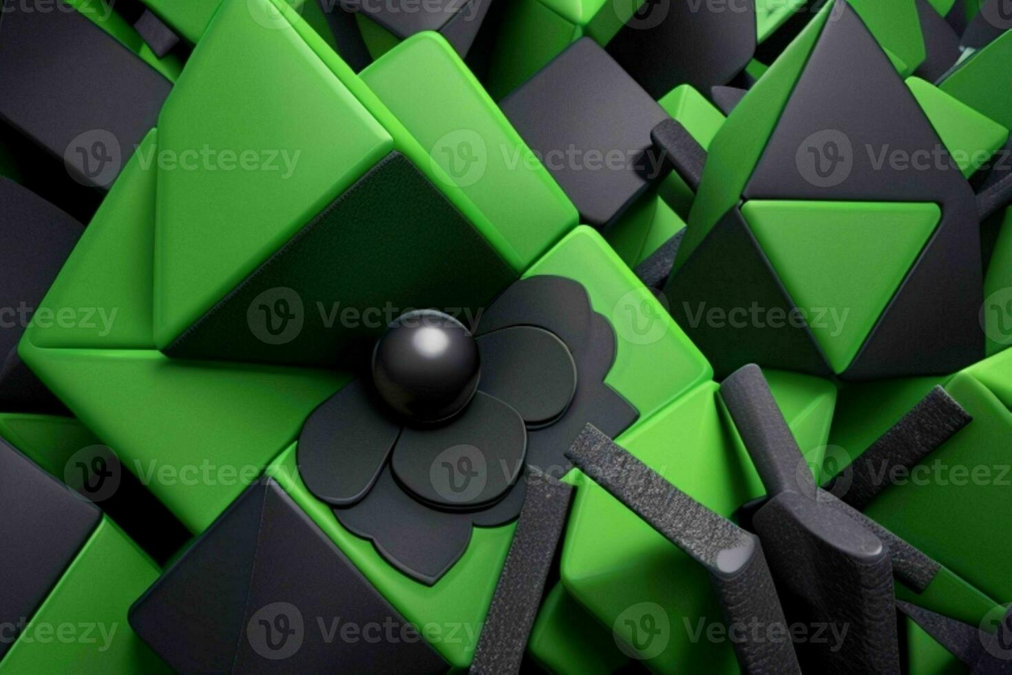 AI generated 3d rendering luxury green and black abstract background. Pro Photo