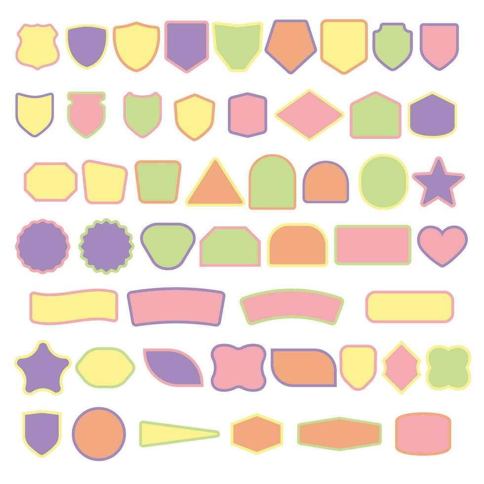 Collection of badge vector template, label with border.