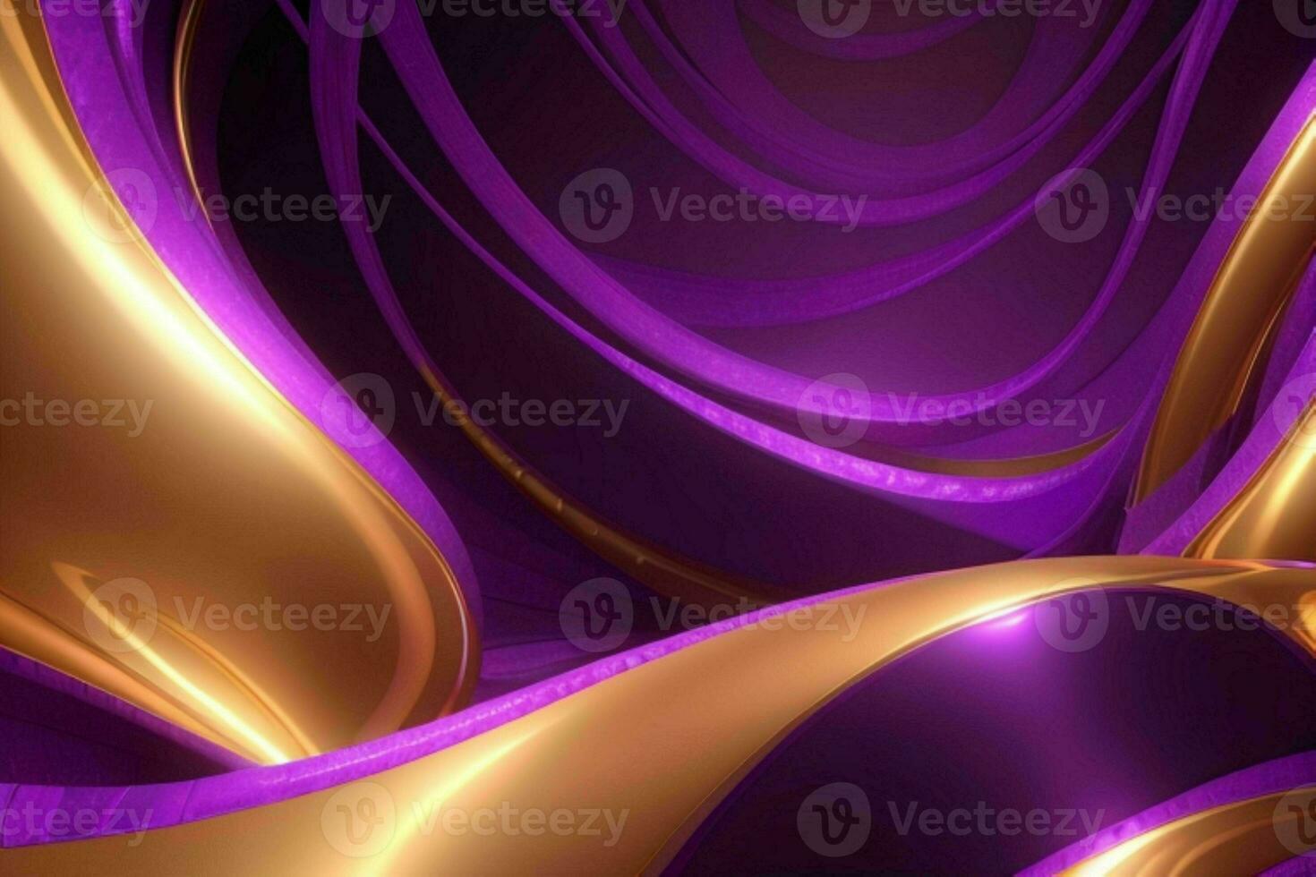 AI generated 3d rendering luxury bold purple and golden abstract background. Pro Photo