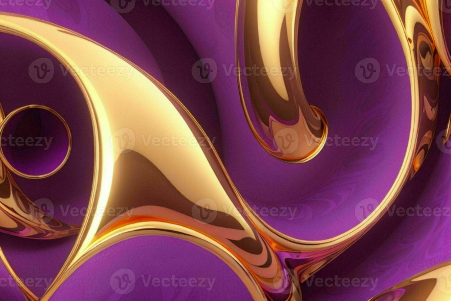 AI generated 3d rendering luxury bold purple and golden abstract background. Pro Photo