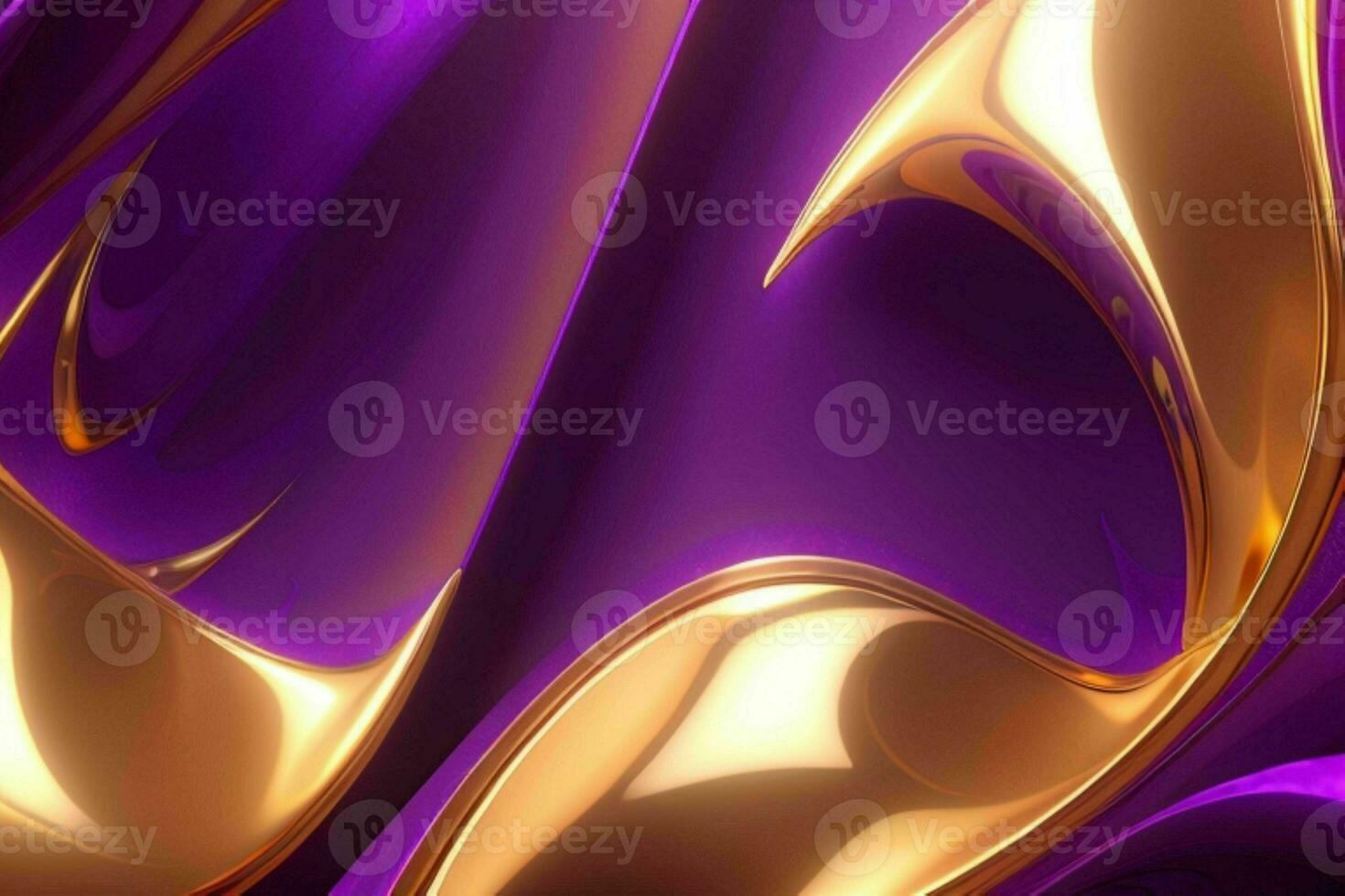 AI generated 3d rendering luxury bold purple and golden abstract background. Pro Photo