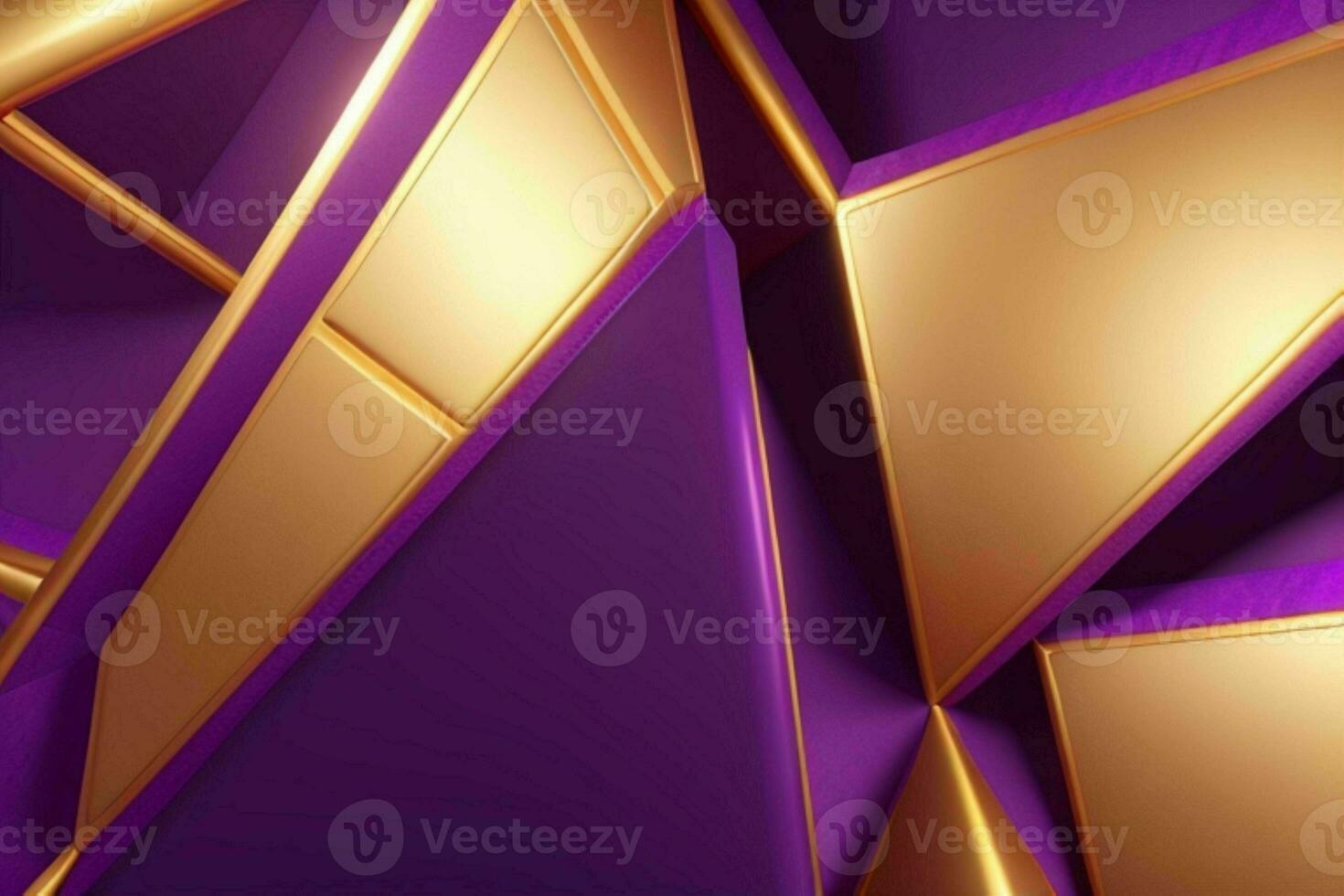 AI generated 3d rendering luxury bold purple and golden abstract background. Pro Photo