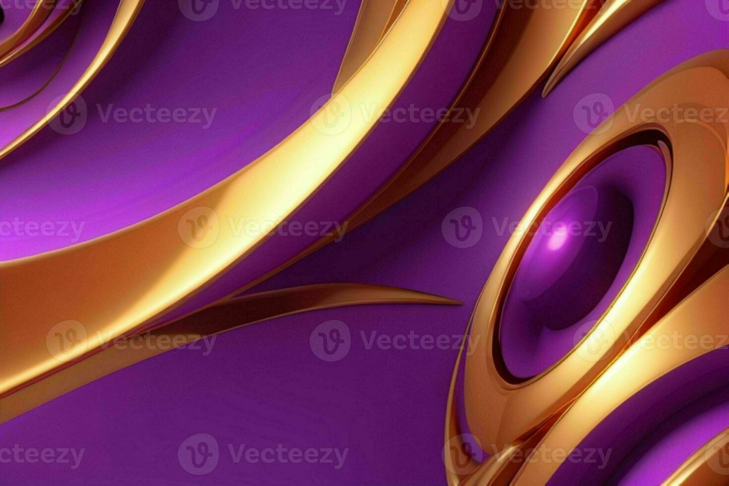 AI generated 3d rendering luxury bold purple and golden abstract background. Pro Photo