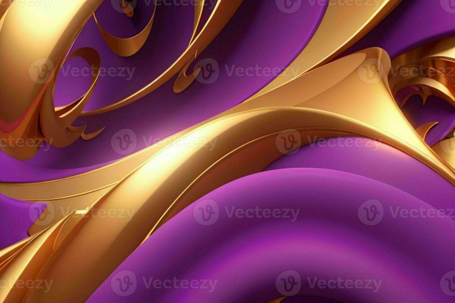 AI generated 3d rendering luxury bold purple and golden abstract background. Pro Photo