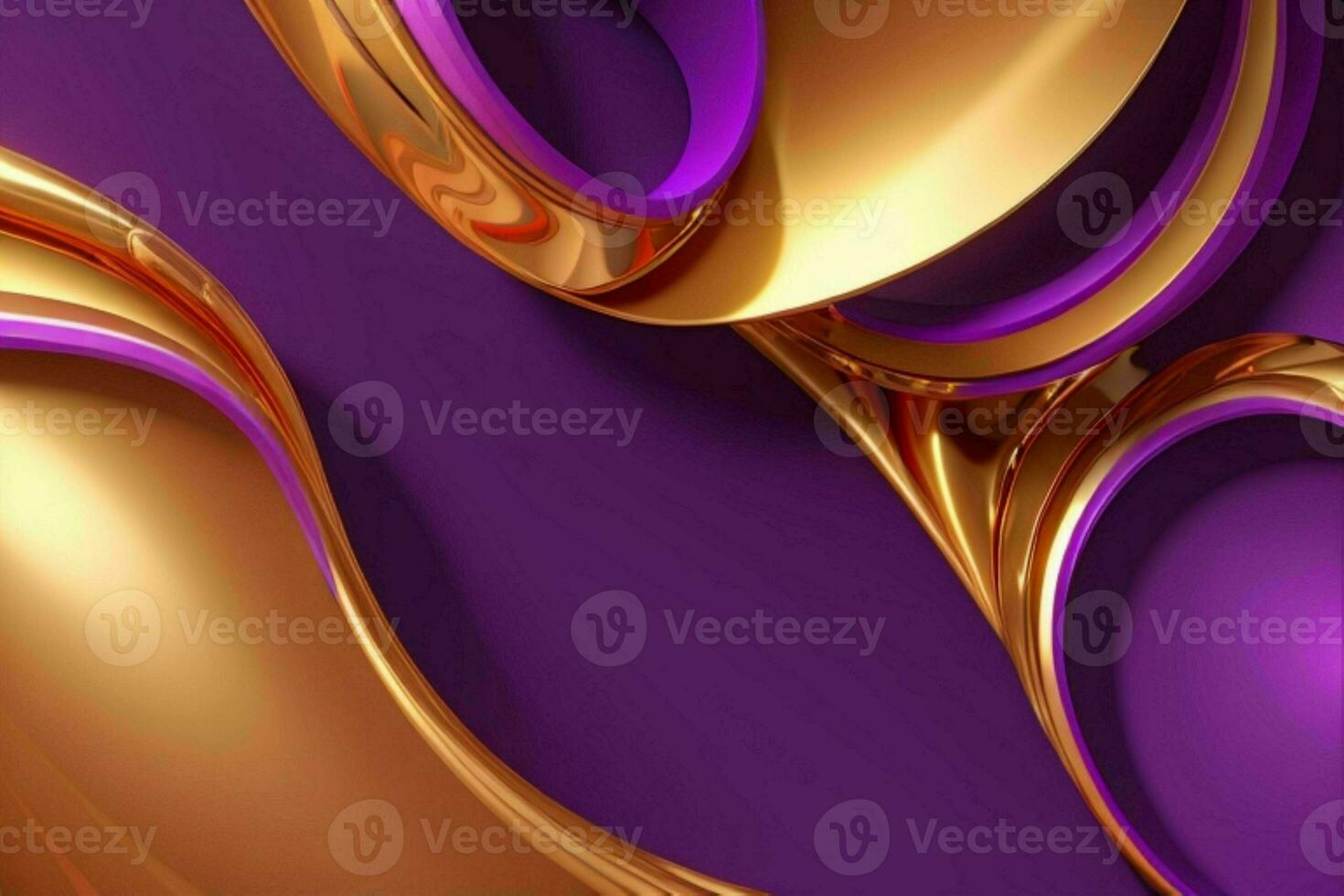 AI generated 3d rendering luxury bold purple and golden abstract background. Pro Photo