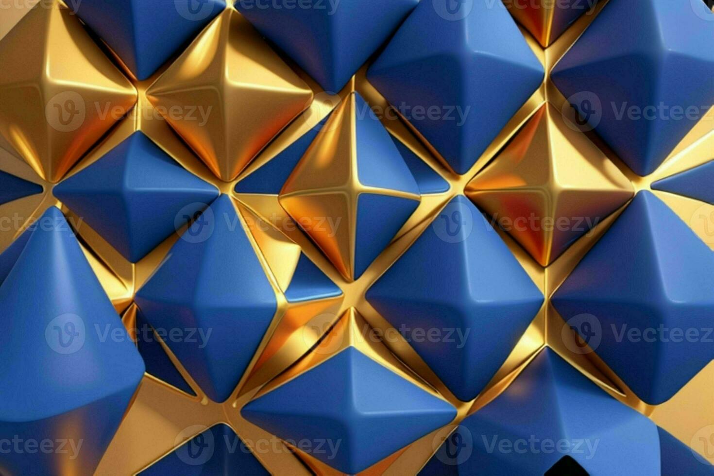 AI generated 3d rendering luxury blue and golden abstract background. Pro Photo
