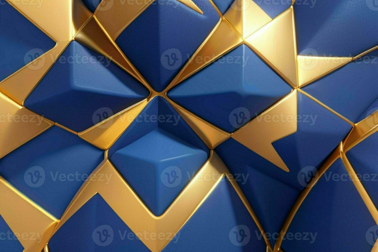 AI generated 3d rendering luxury blue and golden abstract background. Pro Photo