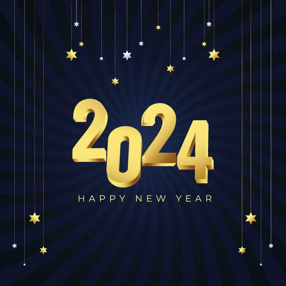 Happy new year 2024 square template. Trendy modern banner, poster or greeting card vector