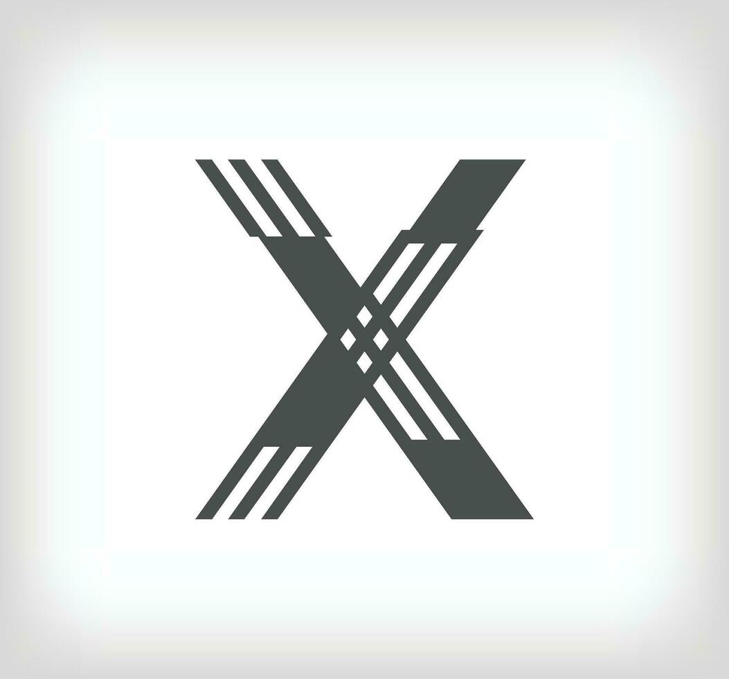 Letter X linear modern logo. The letter is in line strip form. Alphabet letter character and linear abstract design. logo, corporate identity, application, creative poster and more. vector