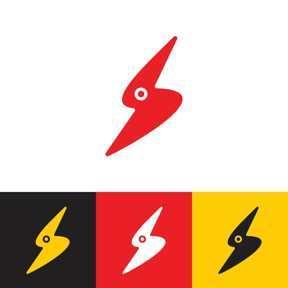 Flat Bird Power logo design with electricity icon symbol vector