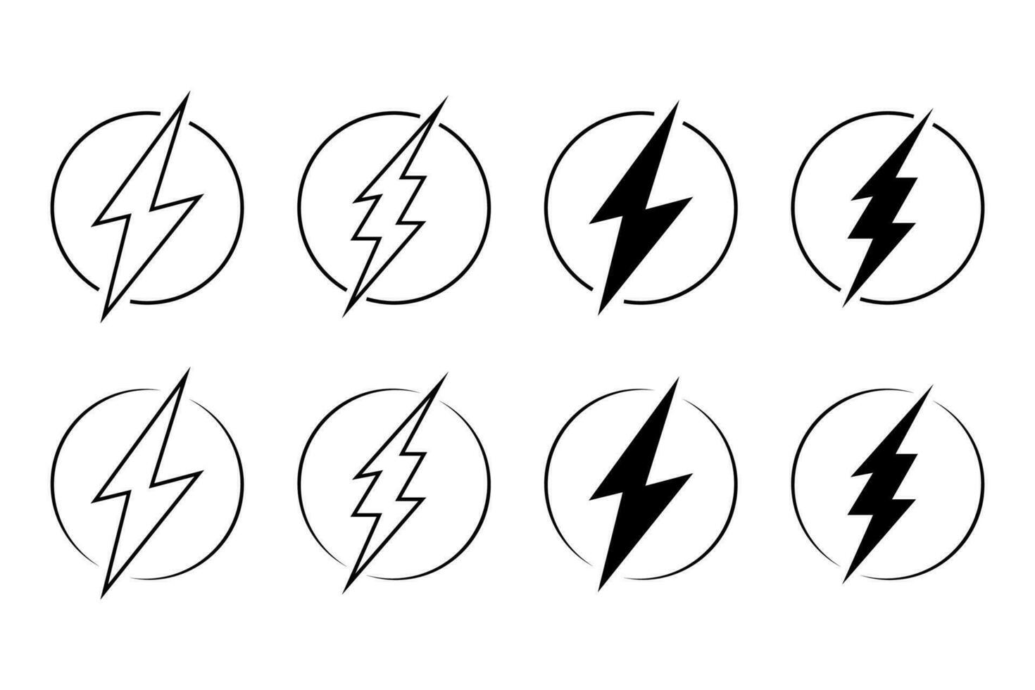 Electricity icon, electric power, energy, bolt circle symbol. vector
