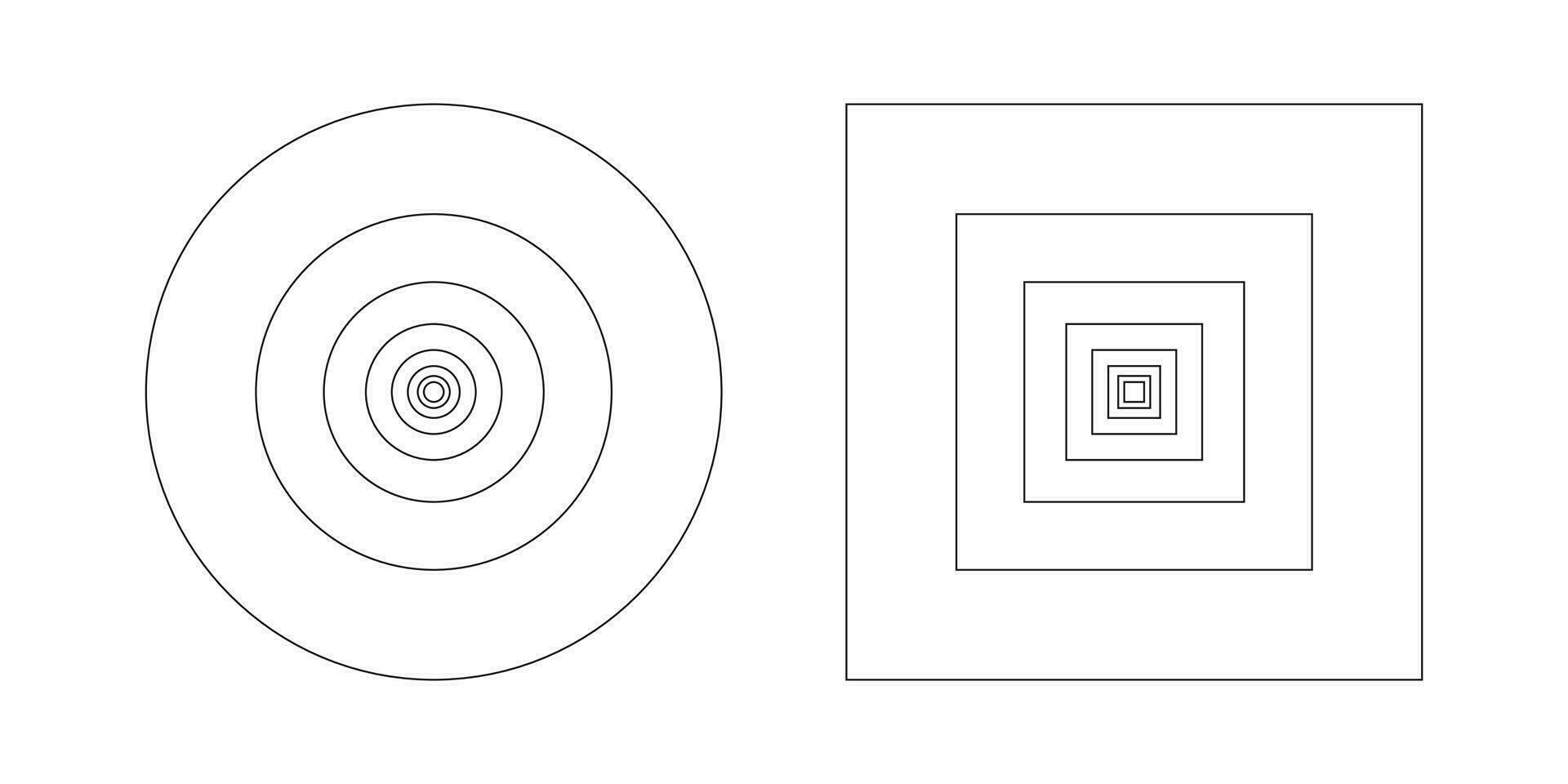 Set of golden ratio template. Circles and squares. Method golden section. Fibonacci array, numbers. Collection of harmony proportions shapes. Outline vector graphic illustration. Eps.