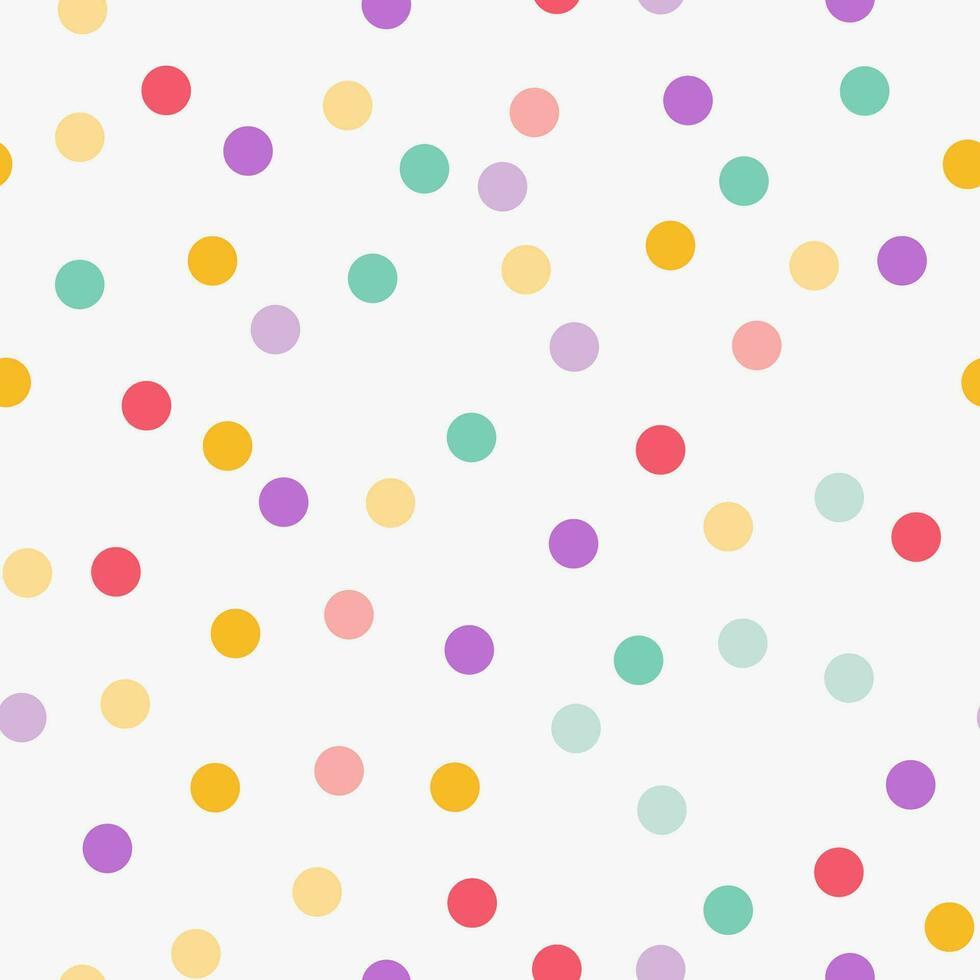 Simple minimalistic seamless pattern, colorful playful hand drawn cute dots on a white background. Sugar sprinkles on a donut, confetti, cupcake. vector