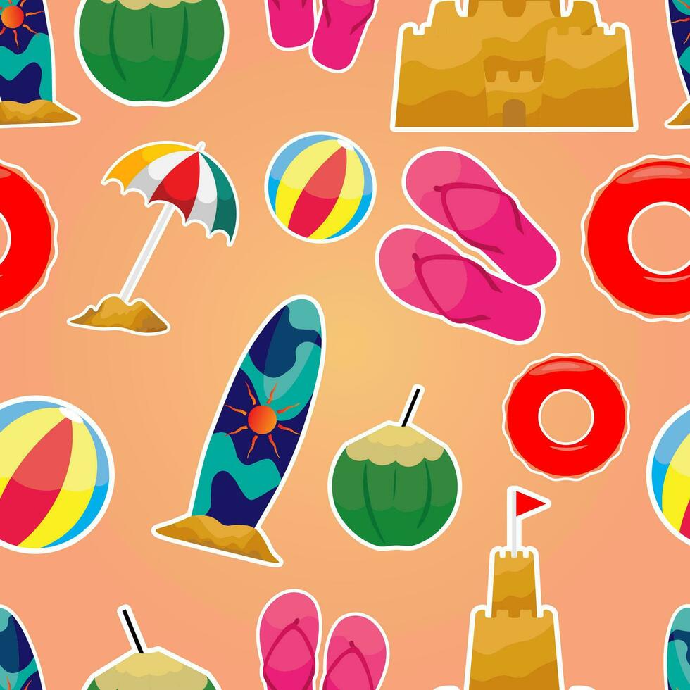 Seamless Beach Colorful Pattern for Background vector