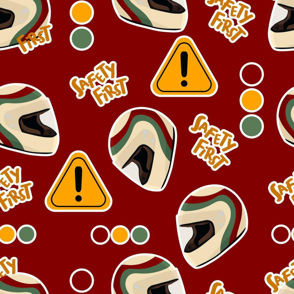 Seamless Safety First with helmet pattern background vector