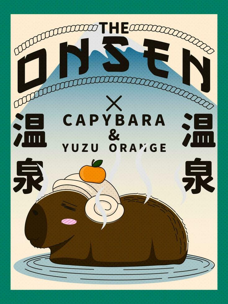 Poster of Japanese Capybara and the Onsen vector