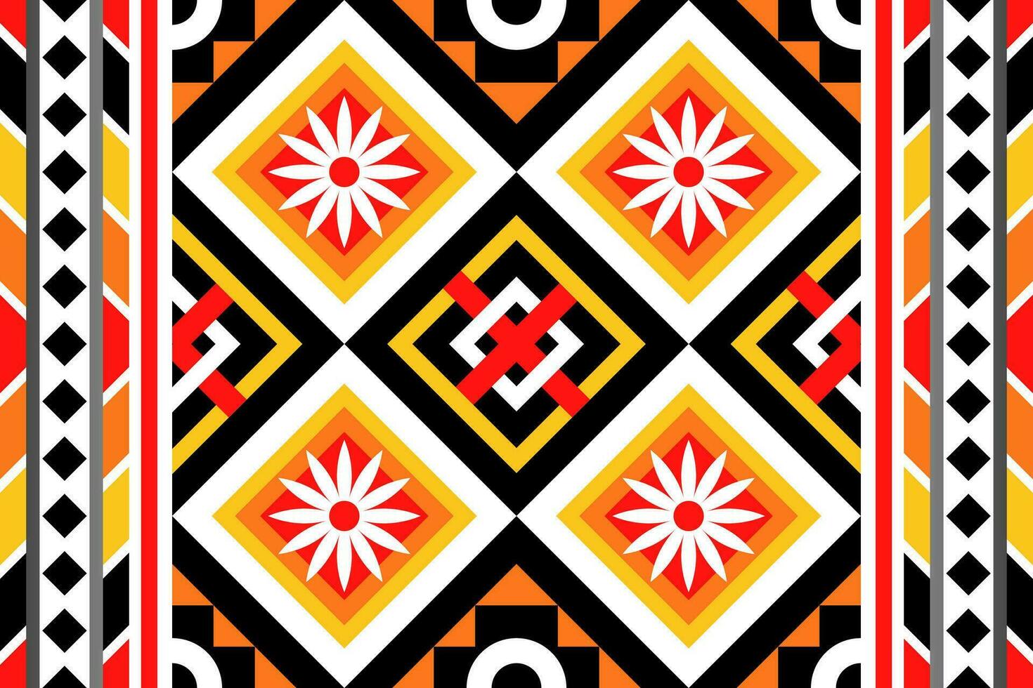 Colorful geometric ethnic seamless pattern designed for background, wallpaper, traditional clothing, carpet, curtain, and home decoration. vector