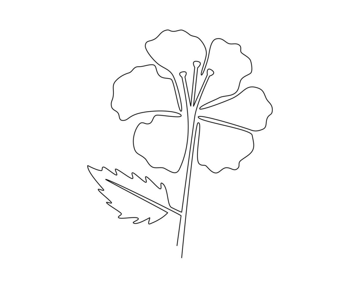 continuo uno línea dibujo de hibisco flor. vector ilustración