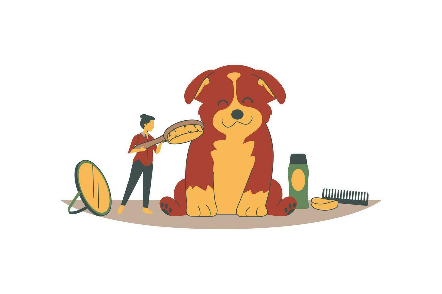 Vector illustration of a dog with a comb and a hairdresser