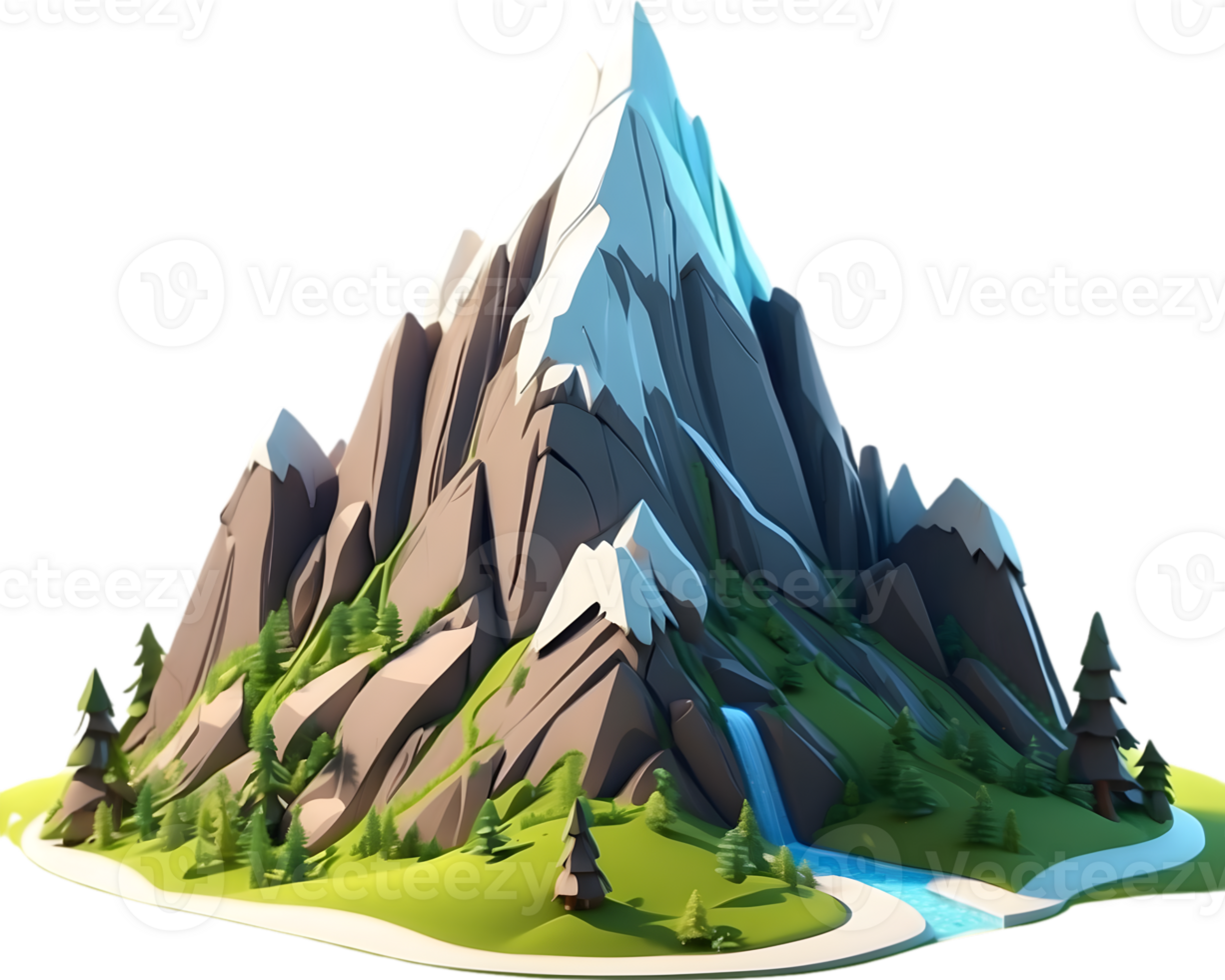 AI generated a cartoon mountain with trees and grass png
