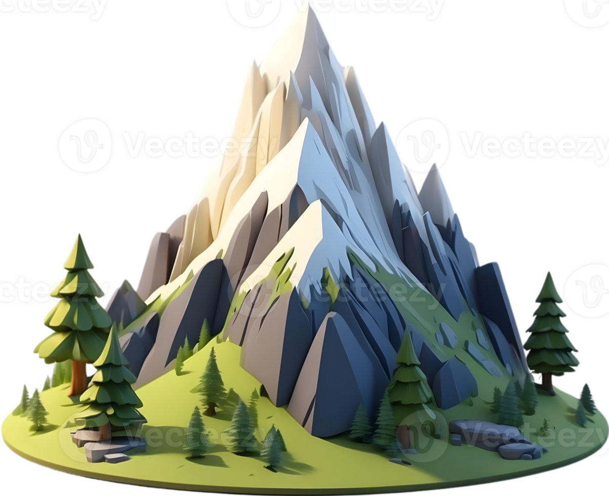AI generated a cartoon mountain with trees and grass png