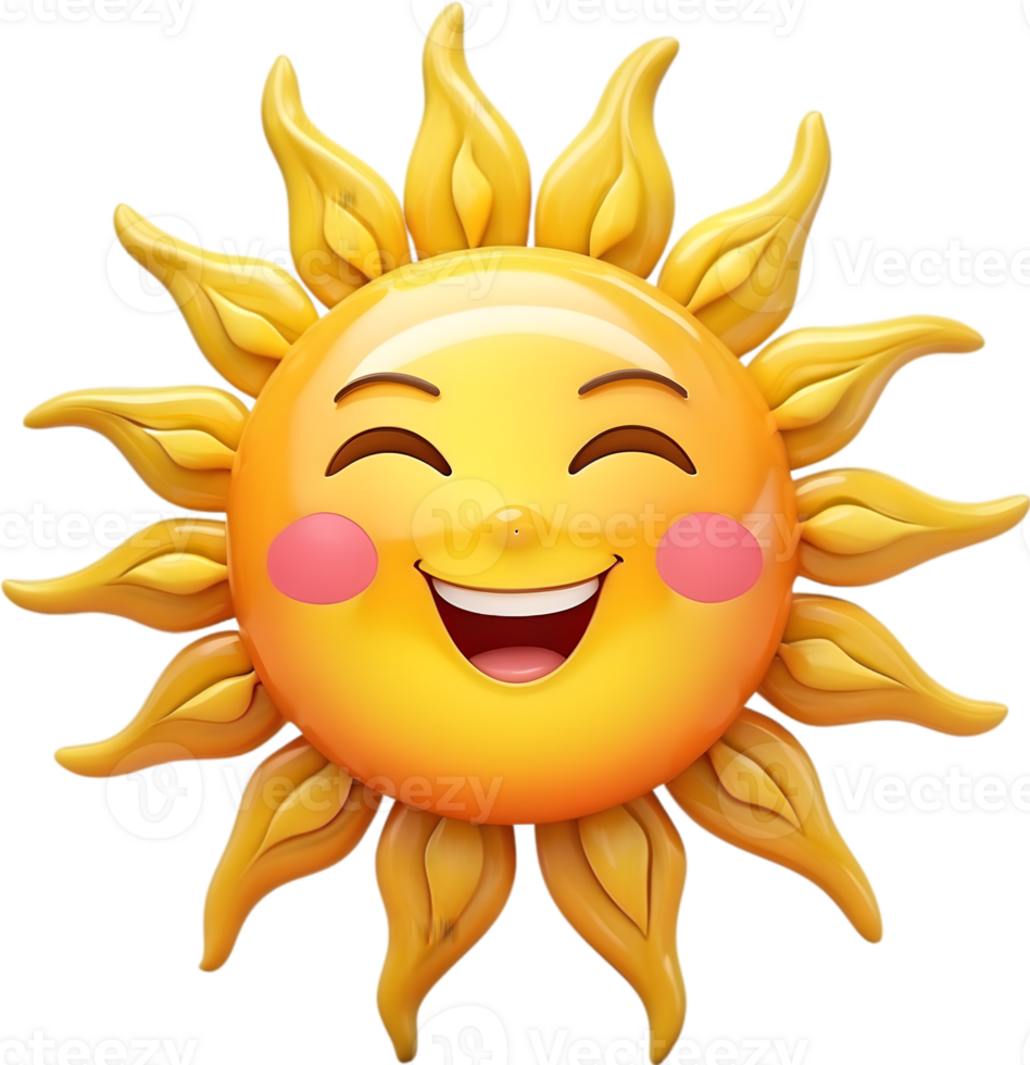 AI generated cartoon sun with a smile on its face png