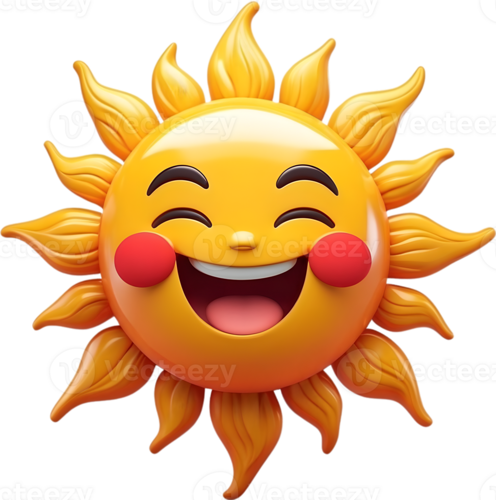 AI generated cartoon sun with a smile on its face png