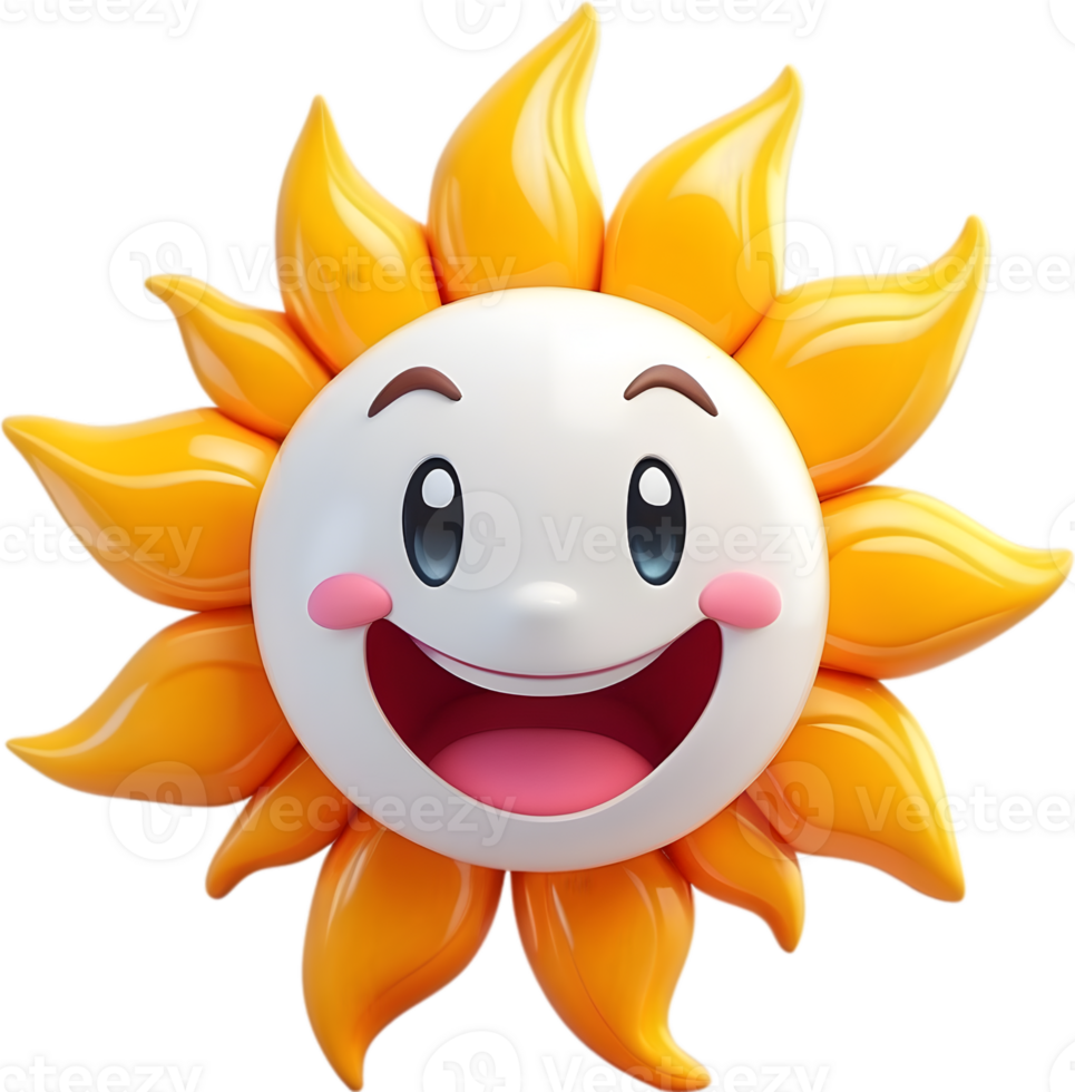 AI generated cartoon sun with a smile on its face png