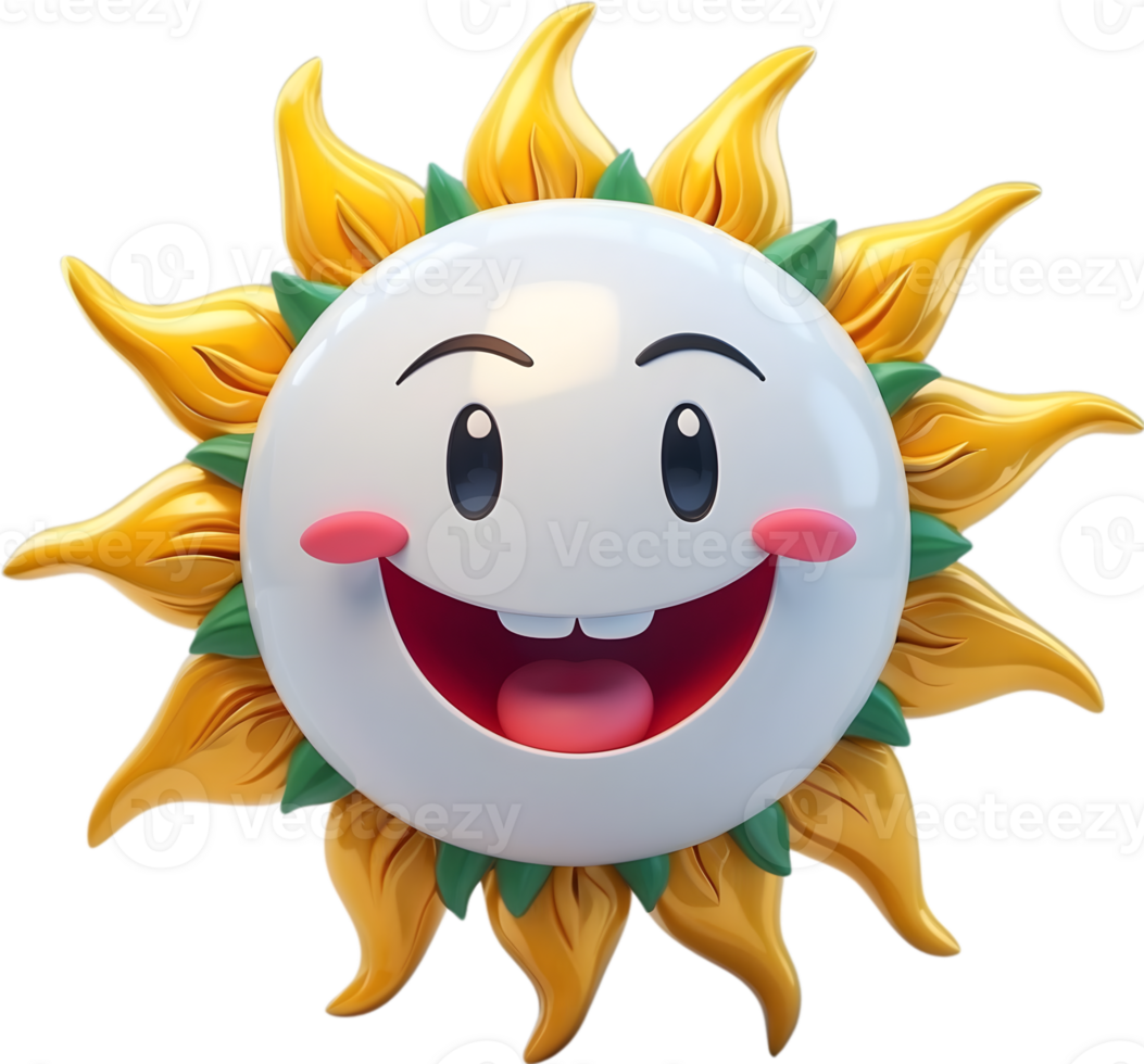 AI generated cartoon sun with a smile on its face png