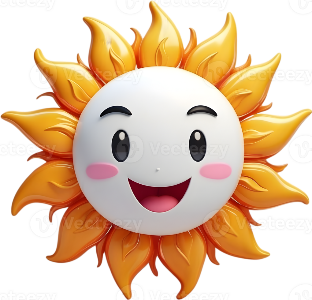 AI generated cartoon sun with a smile on its face png