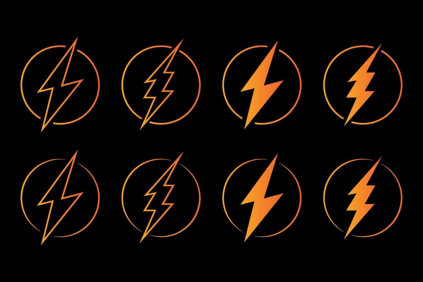 Electricity icon, electric power, energy, bolt circle symbol. vector