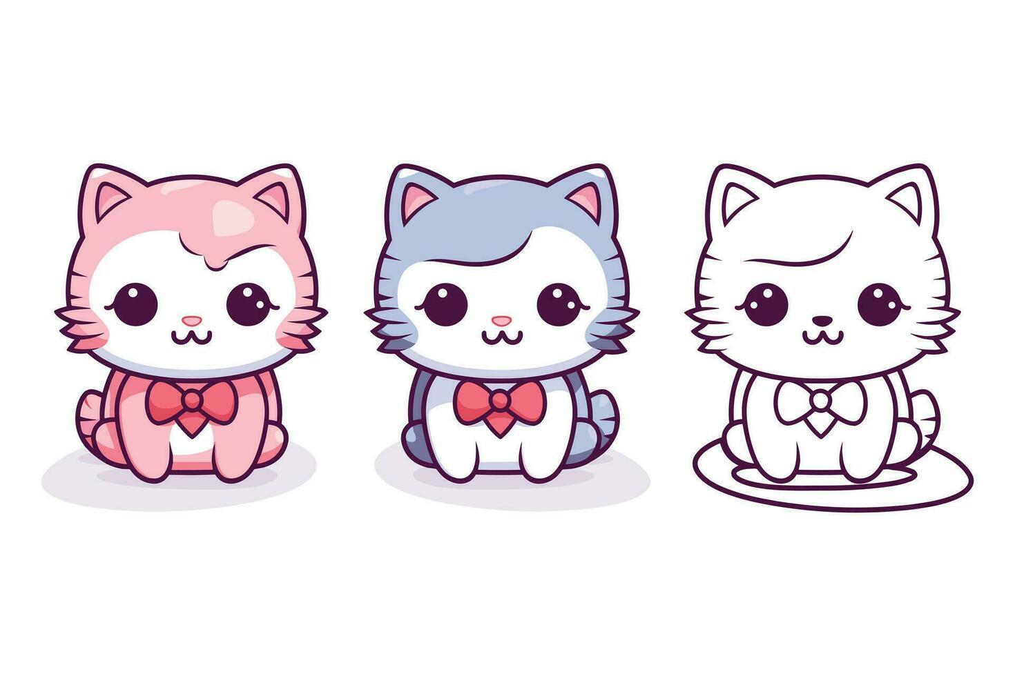 Valentine's day kawaii cat icon vector