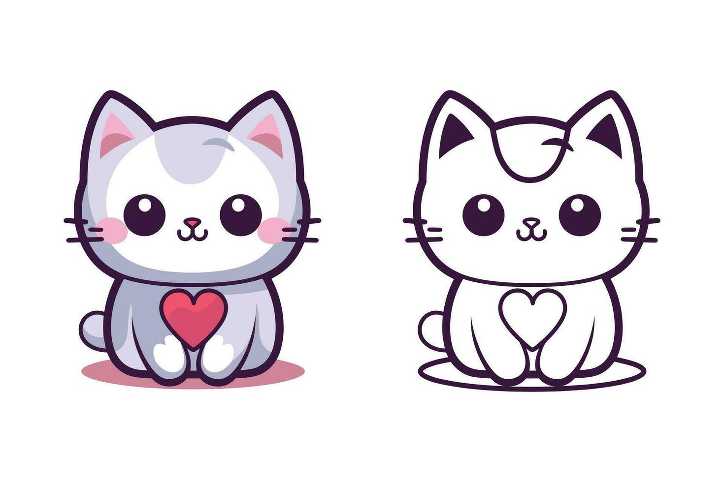 Valentine's day kawaii cat icon vector