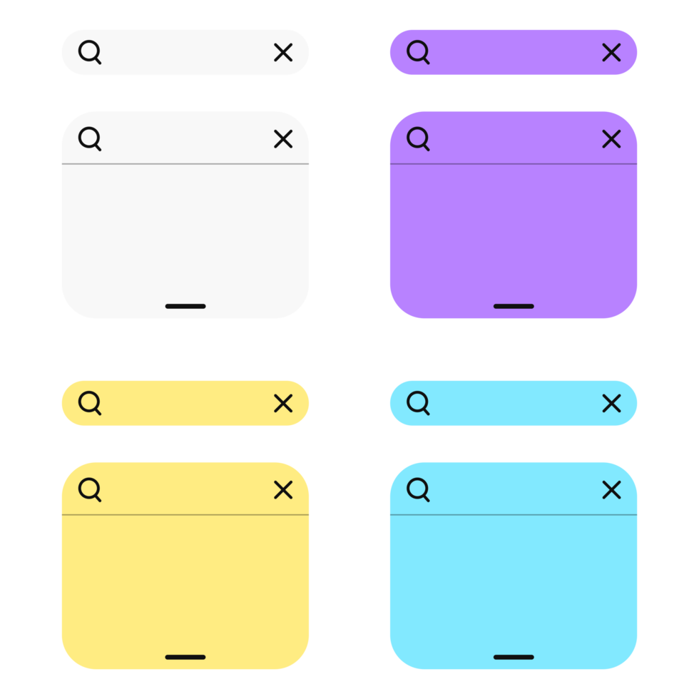 Search bar with suggestions for ui ux design and web site collection png