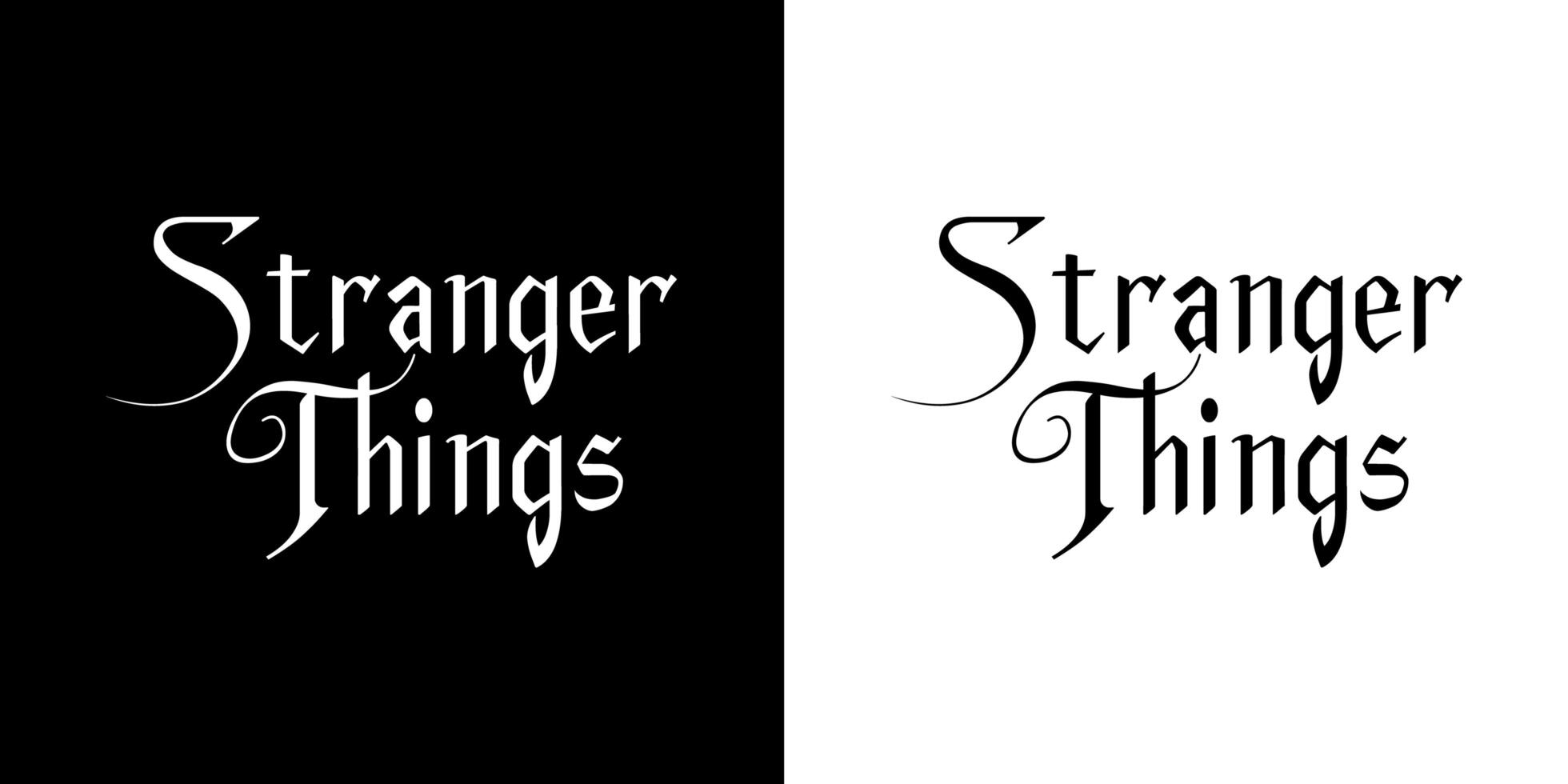 Stranger things typography t shirt design. calligraphy, flag, vertical, festive, greeting card, cut out, diversity, invitation, ornament photo