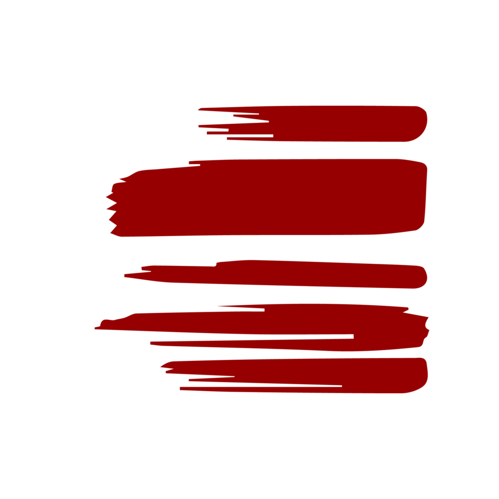 Red paint brush strokes, ink splashes and artistic design elements. Free PNG