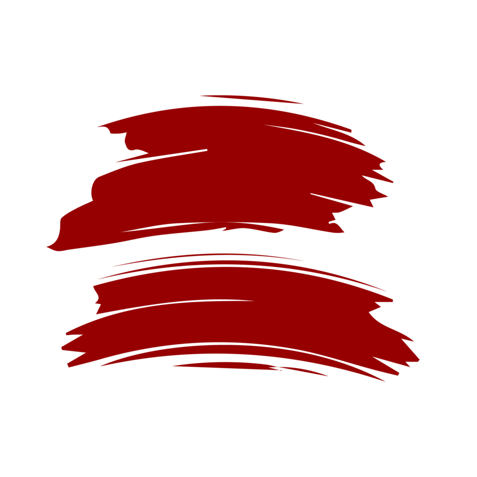 Red paint brush strokes, ink splashes and artistic design elements. Free PNG