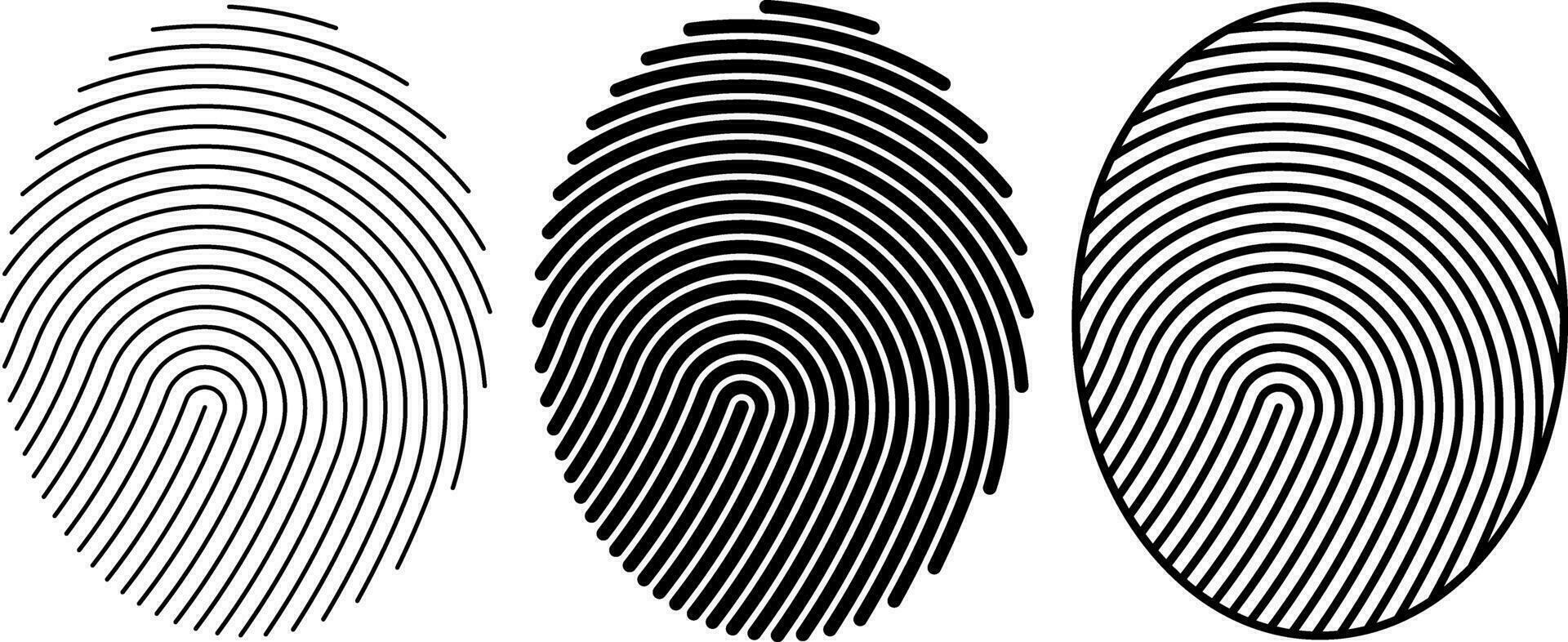 outline black fingerprints icon set vector