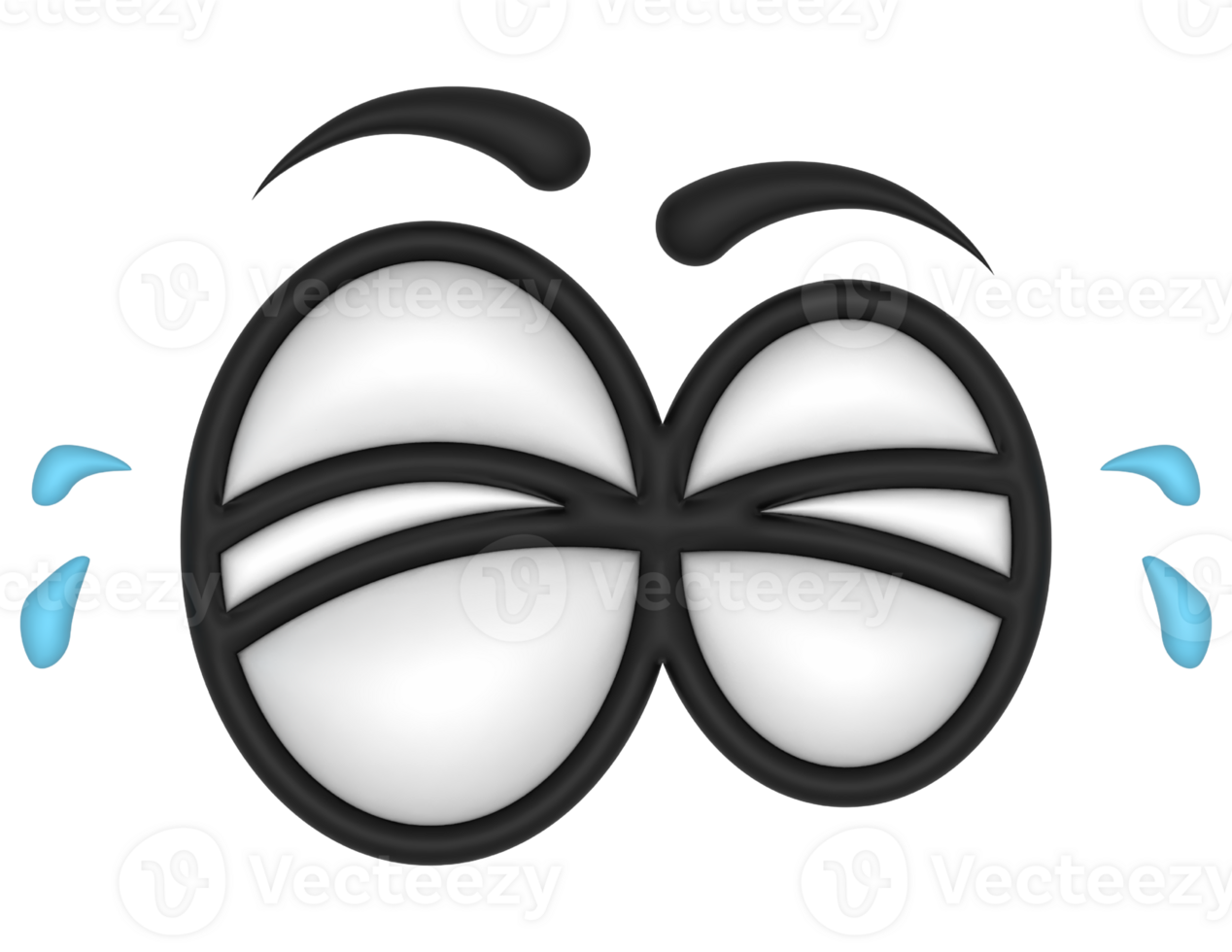 3d Cartoon Eyes Crying on a transparent background png