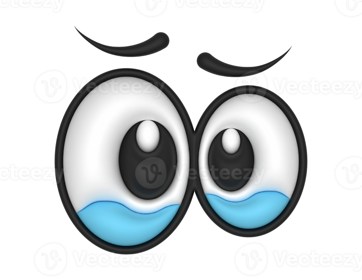 3d Cute Cartoon Eyes Crying on a transparent background png