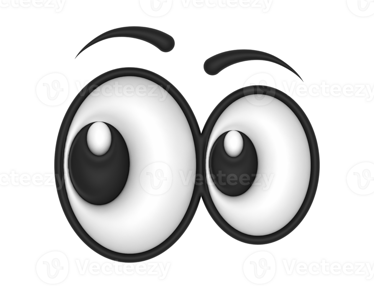 3d Cute Cartoon Eyes Looking Left on a transparent background png