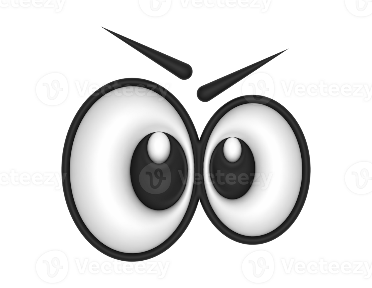 3d dibujos animados ojos enojado en un transparente antecedentes png