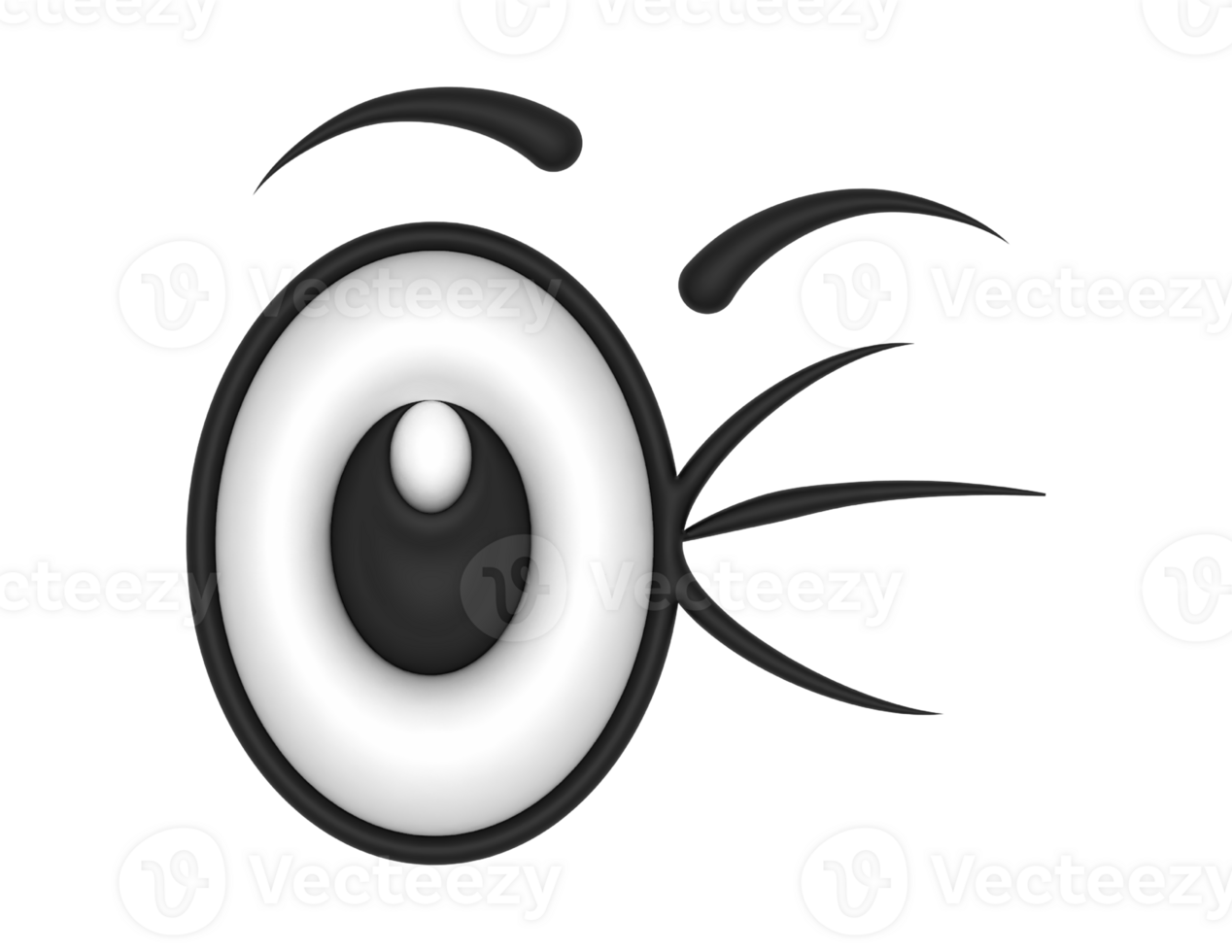 3d söt tecknad serie ögon blinkning på en transparent bakgrund png