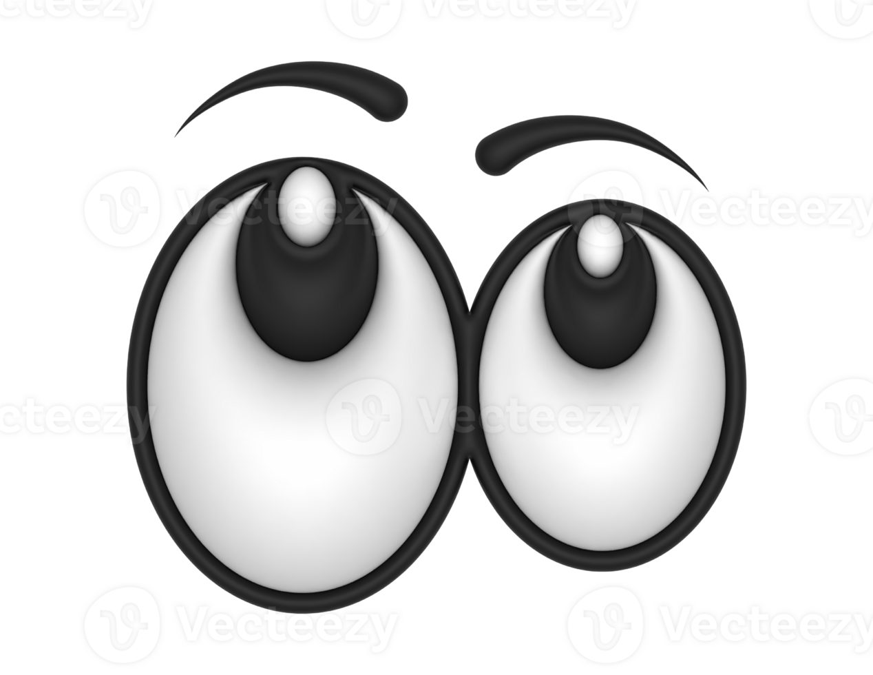 3d Cute Cartoon Eyes Looking Up on a transparent background png