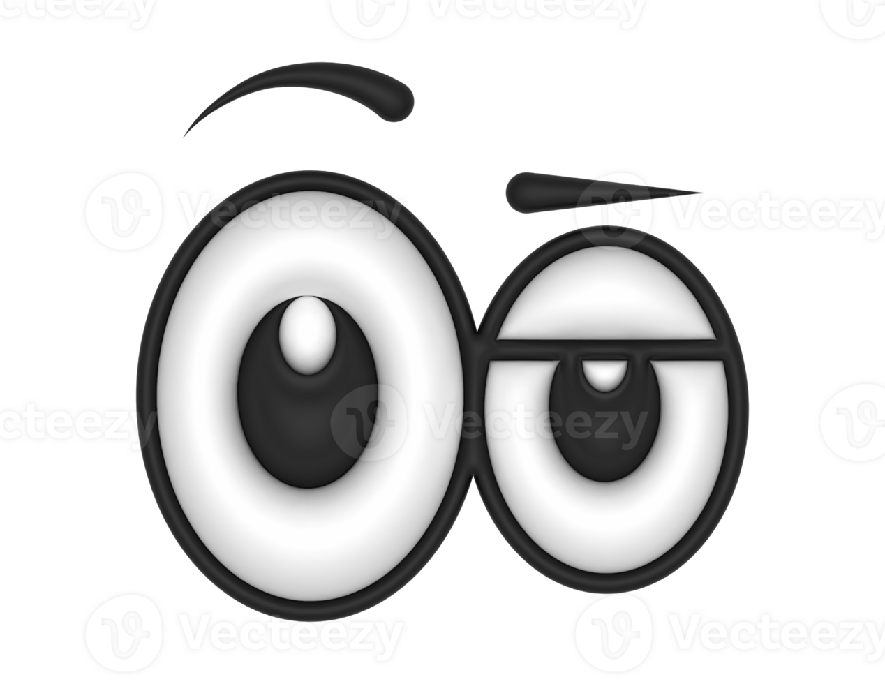 3d Cartoon Eyes Eyebrow Up on a transparent background png