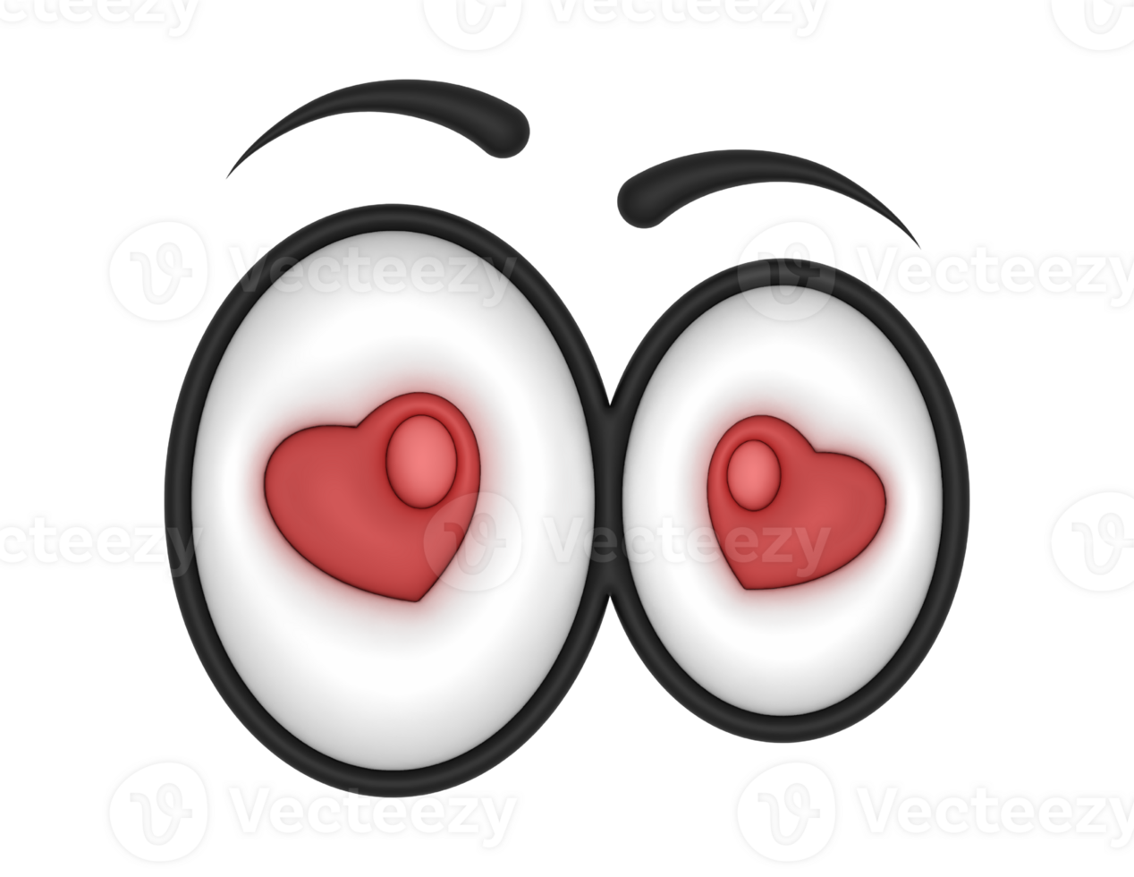 3d Cute Cartoon Eyes And Hearts on a transparent background png